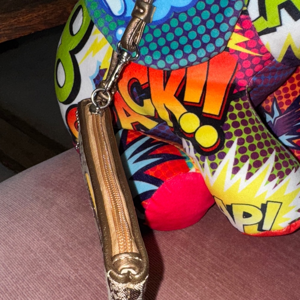 Coach Tan and Brown Signature Wristlet - Picture 5 of 11